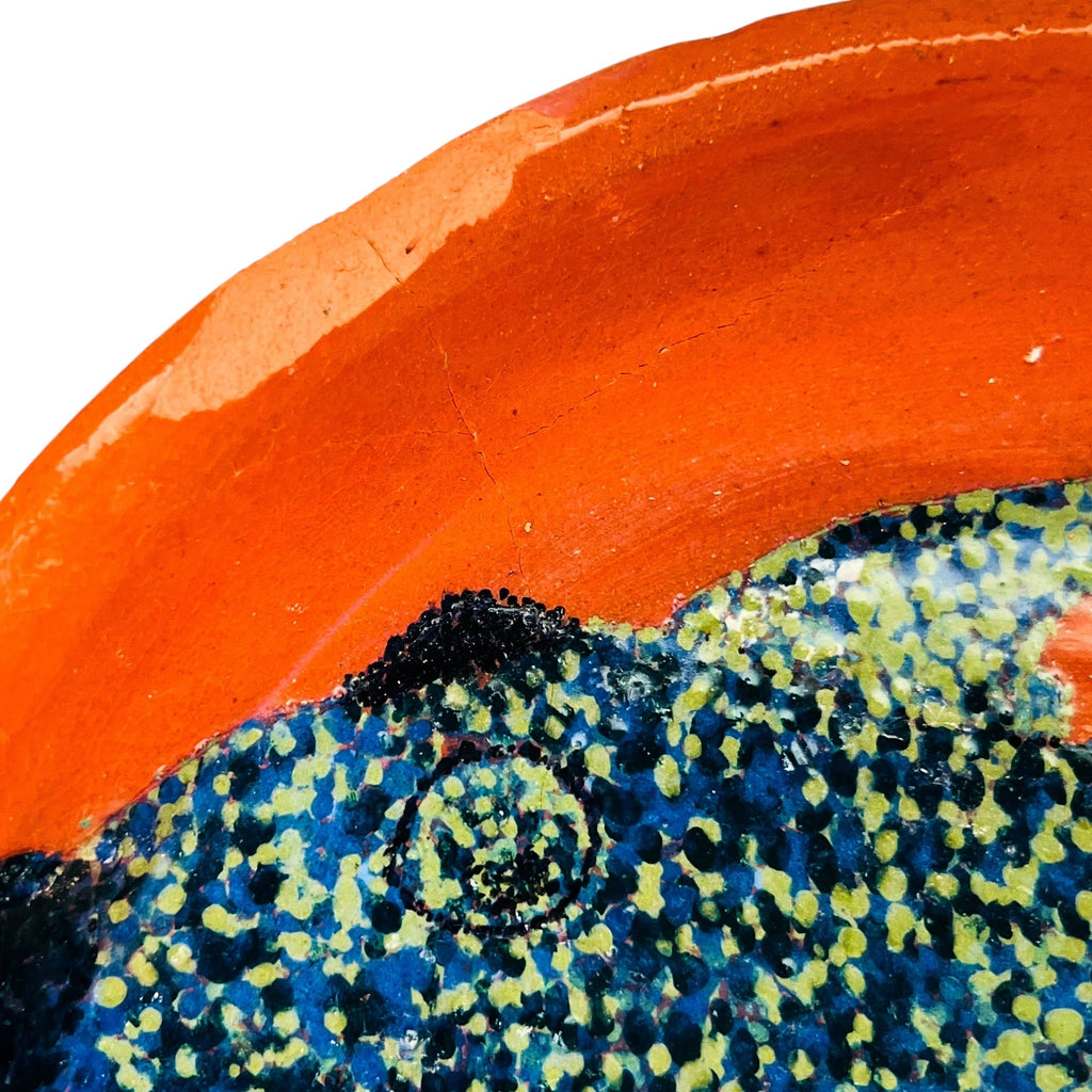 Vintage Handmade Signed Pottery Fish Plate