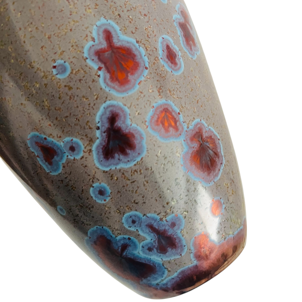 Jon Price Studio Art Pottery Rust & Blue Crystalline Glaze Signed Vase