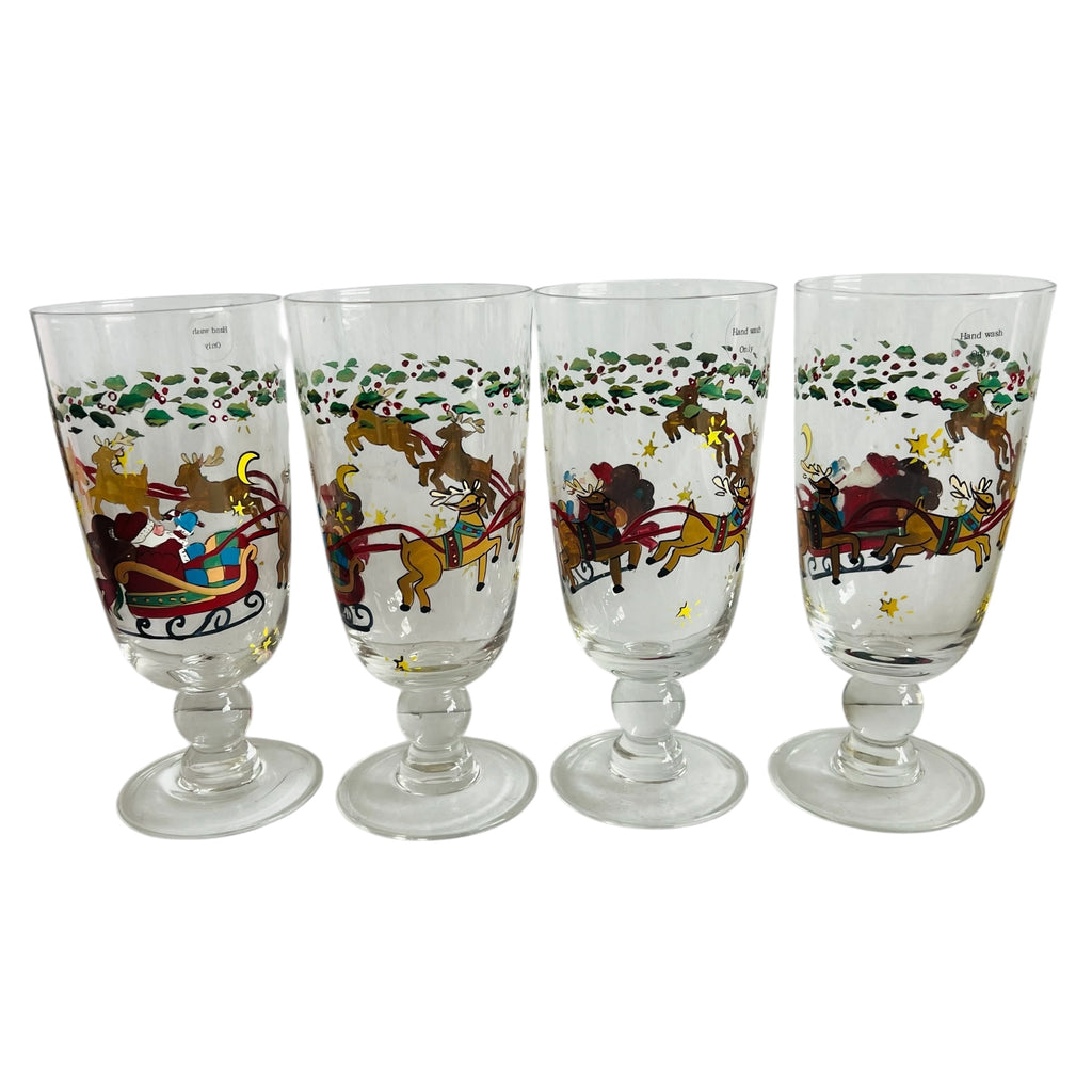 Christmas Story by PORTMEIRION Festive Holiday Sleigh Glasses Set