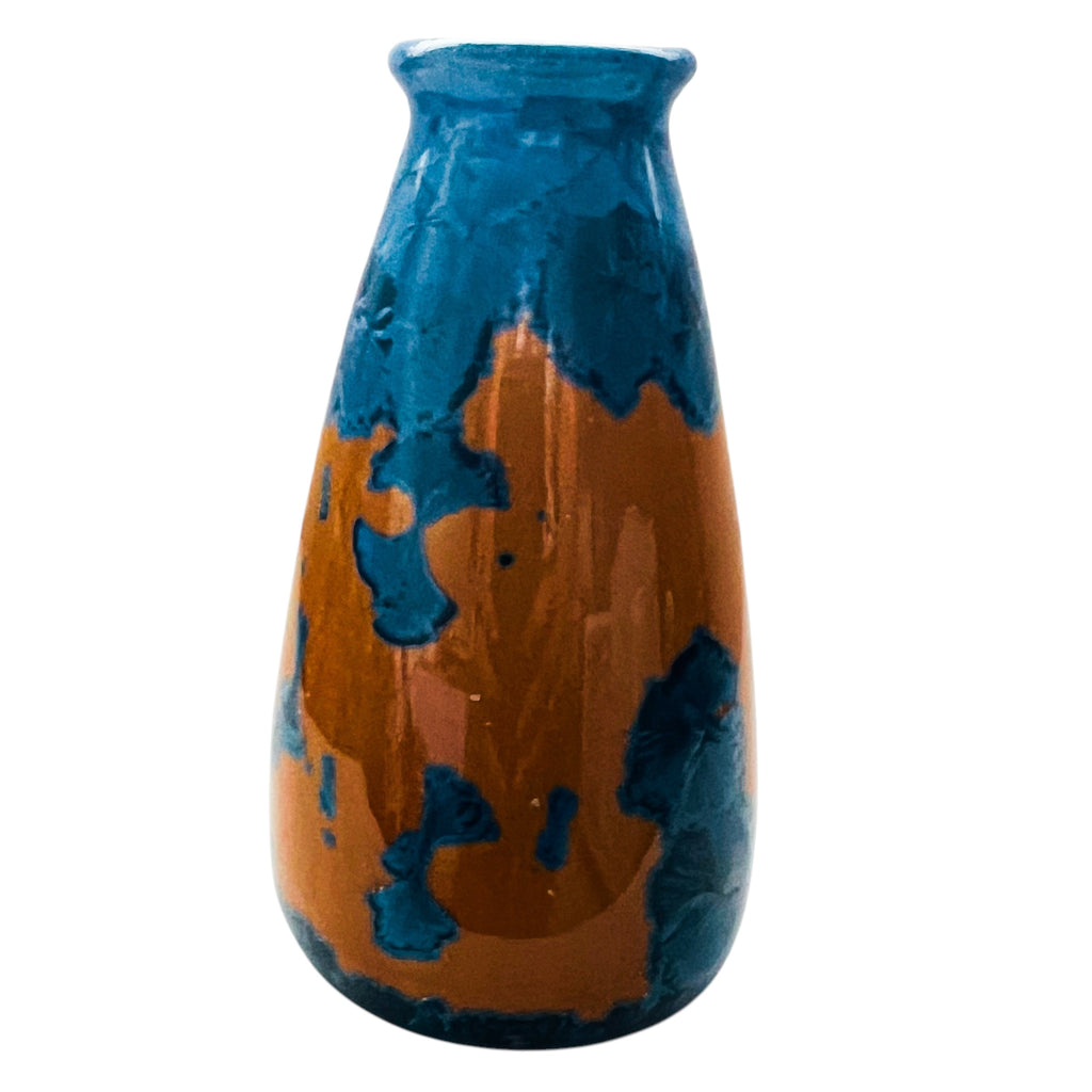 Vintage Blue and Gold Crystalline Glaze Porcelain Artist Signed Vase