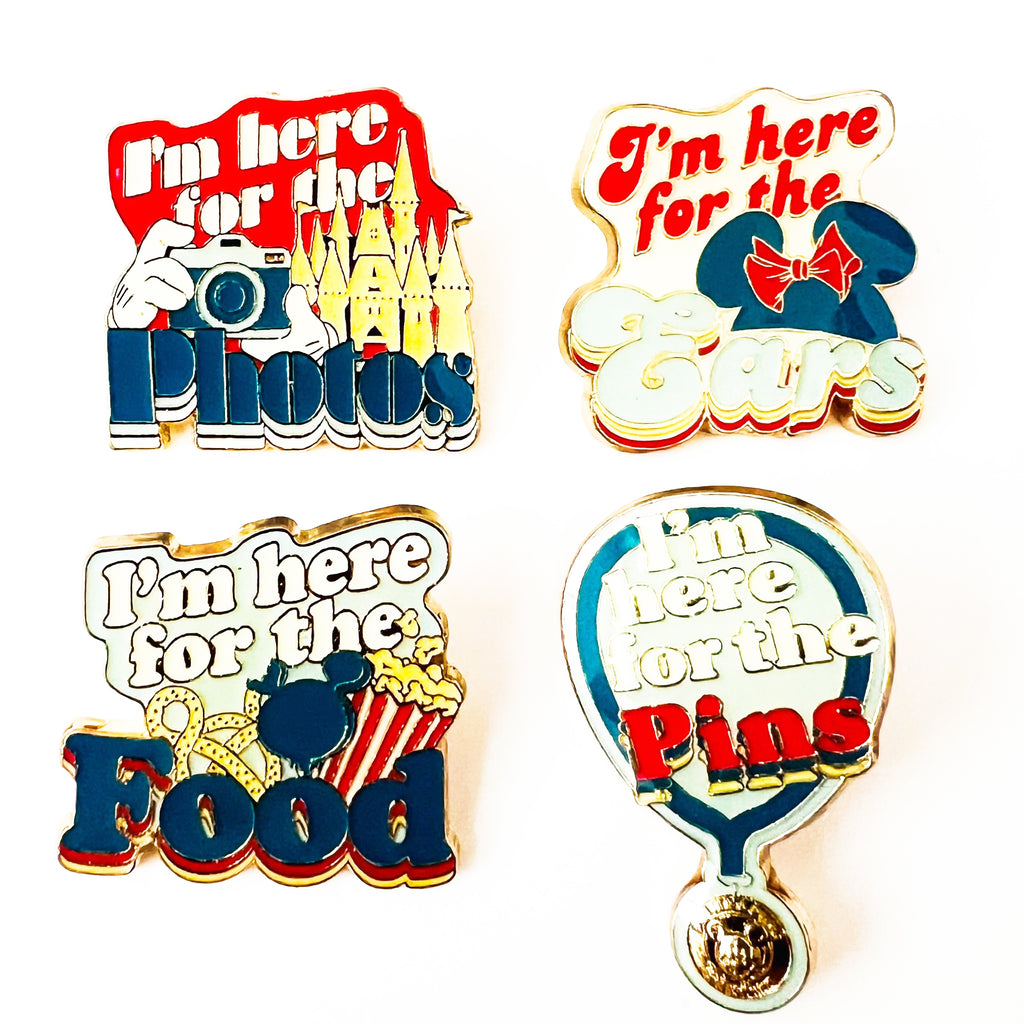 Disney Parks I'm Here for the Photos Ears Food 4 Pin Set