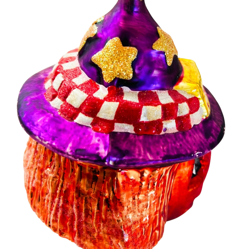 Vintage Christopher Radko Pumpkin Jack-o-Lantern Purple Witch's Hat Halloween