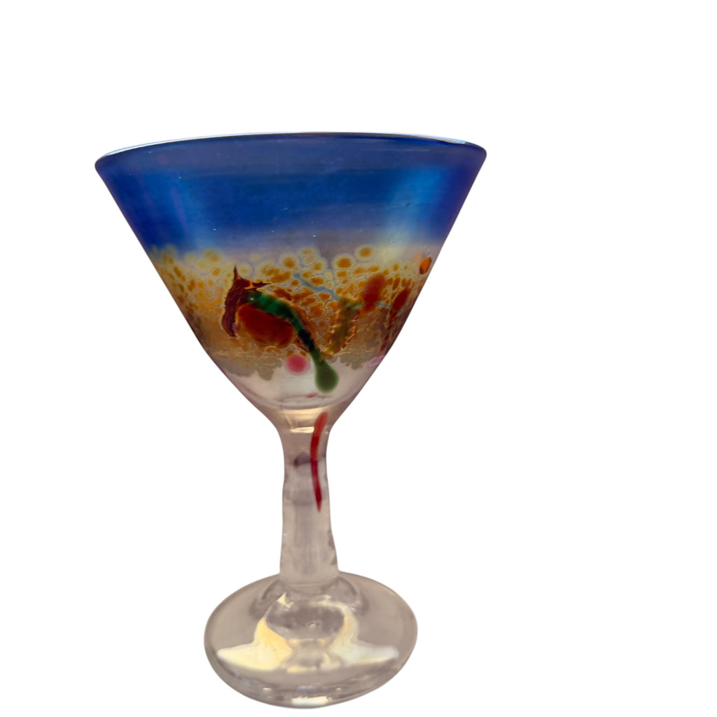 Vintage Martini Glass Art Design Signed