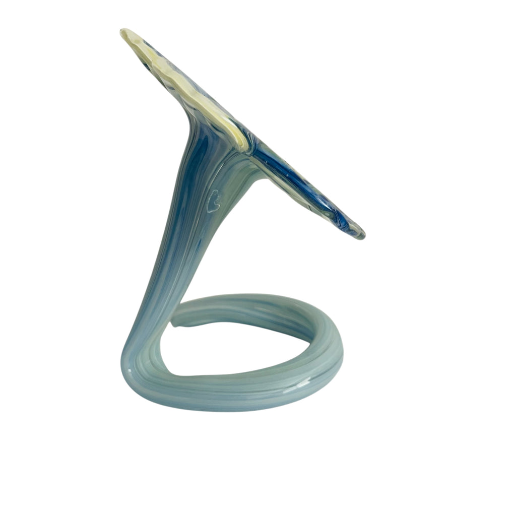 Vintage Art Glass Long Stem Stand Swirl Flower