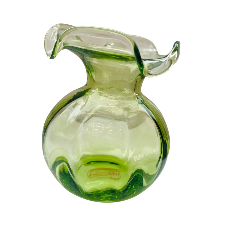 Vietri Hibiscus Green Glass Handblown Italian Art Glass Vase