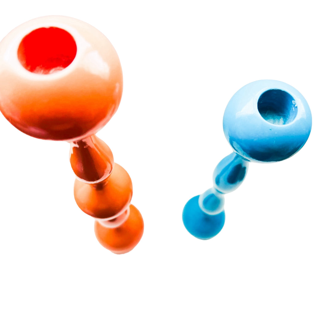 Chiasso Exclusive Orange Turquoise Metal Bubble Candlesticks