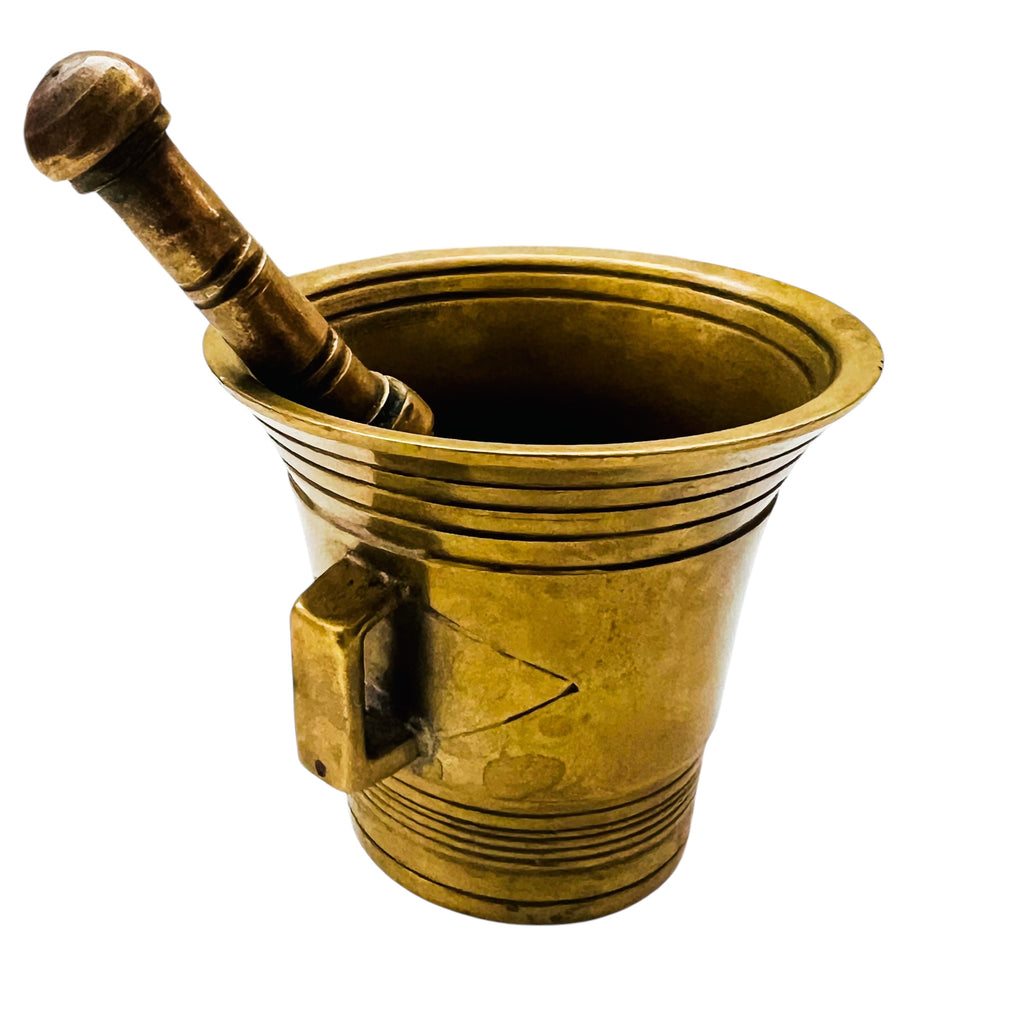 Vintage Brass Mortar and Pestle Double Handles Bowl Set