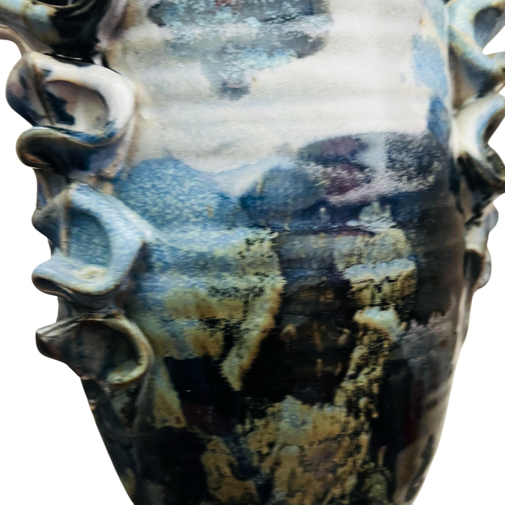 Vintage Buie 1992 Glaze 3 Handle Pottery Signed Vase