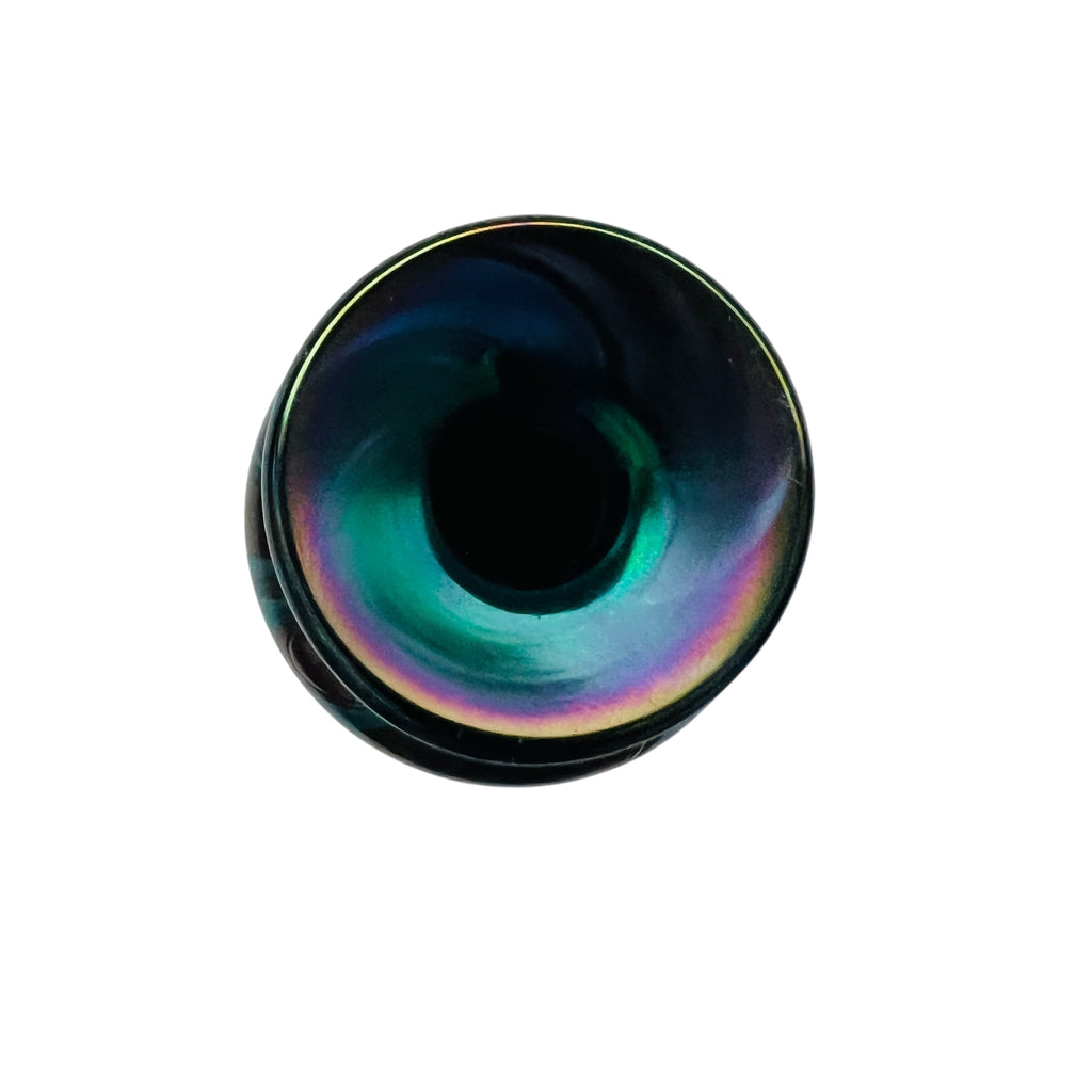 Vintage Miniature Pulled Feather Art Glass Signed Vase