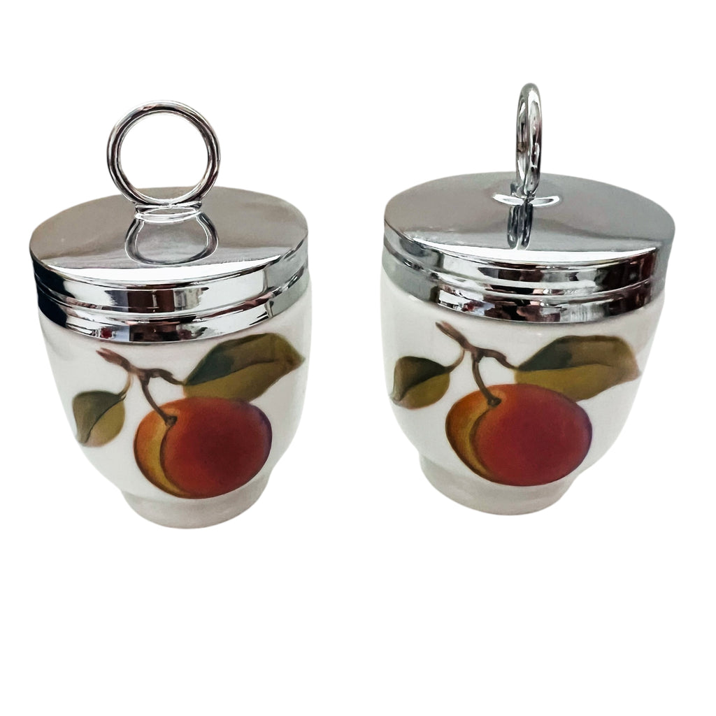 Vintage Royal Worcester Porcelain Fruit Peach Berry Egg Coddler Set