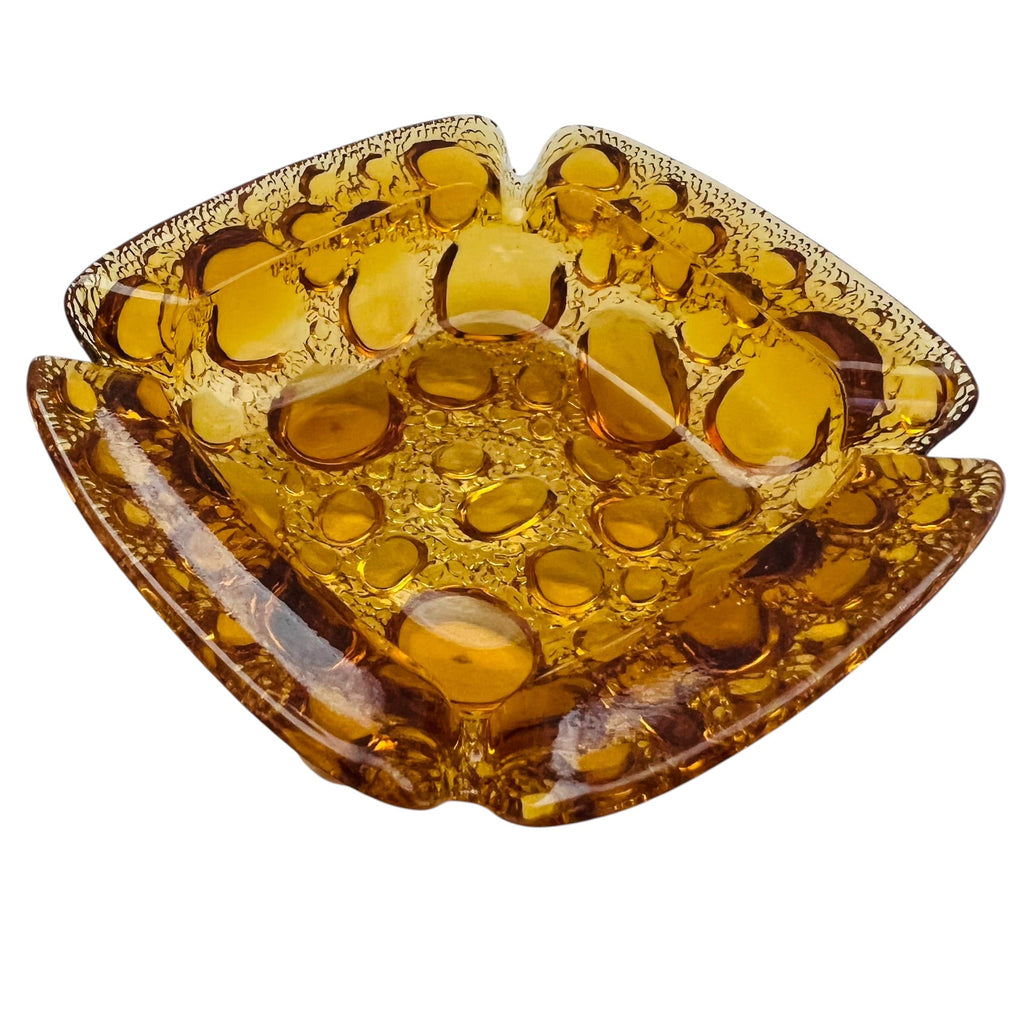 Vintage Amber Art Glass Bubble Ashtray