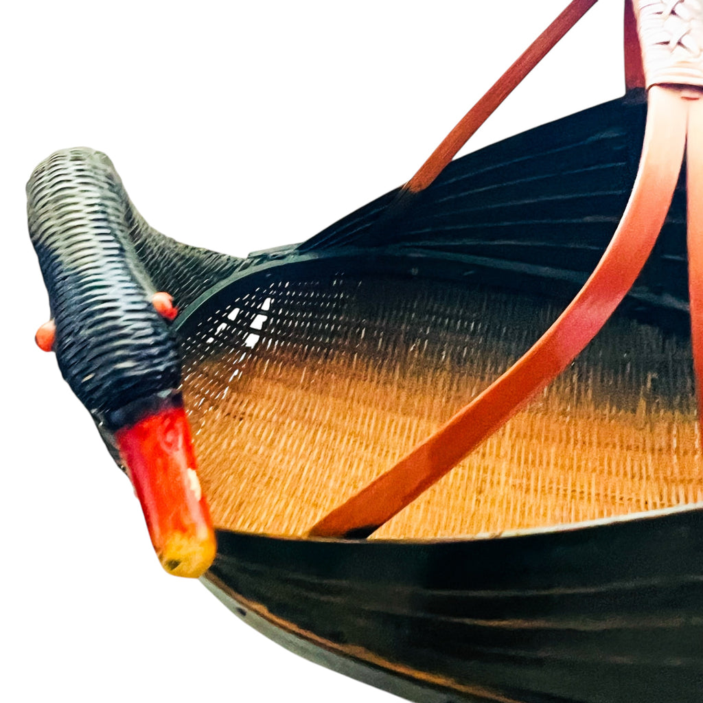 Vintage Zheijiang Ben Rickert INC Wicker Green Swan Basket