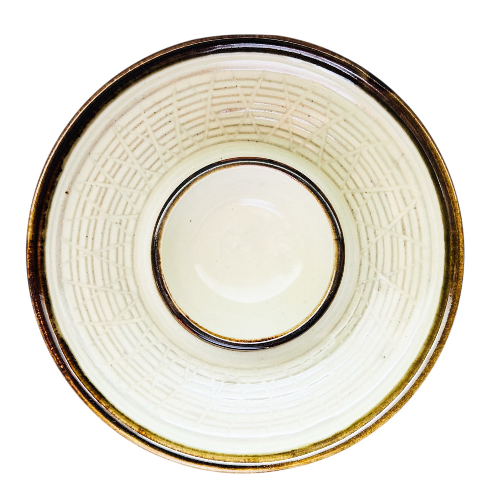 Studio Pottery Artist Signed One Piece Chip and Dip Bowl Plate