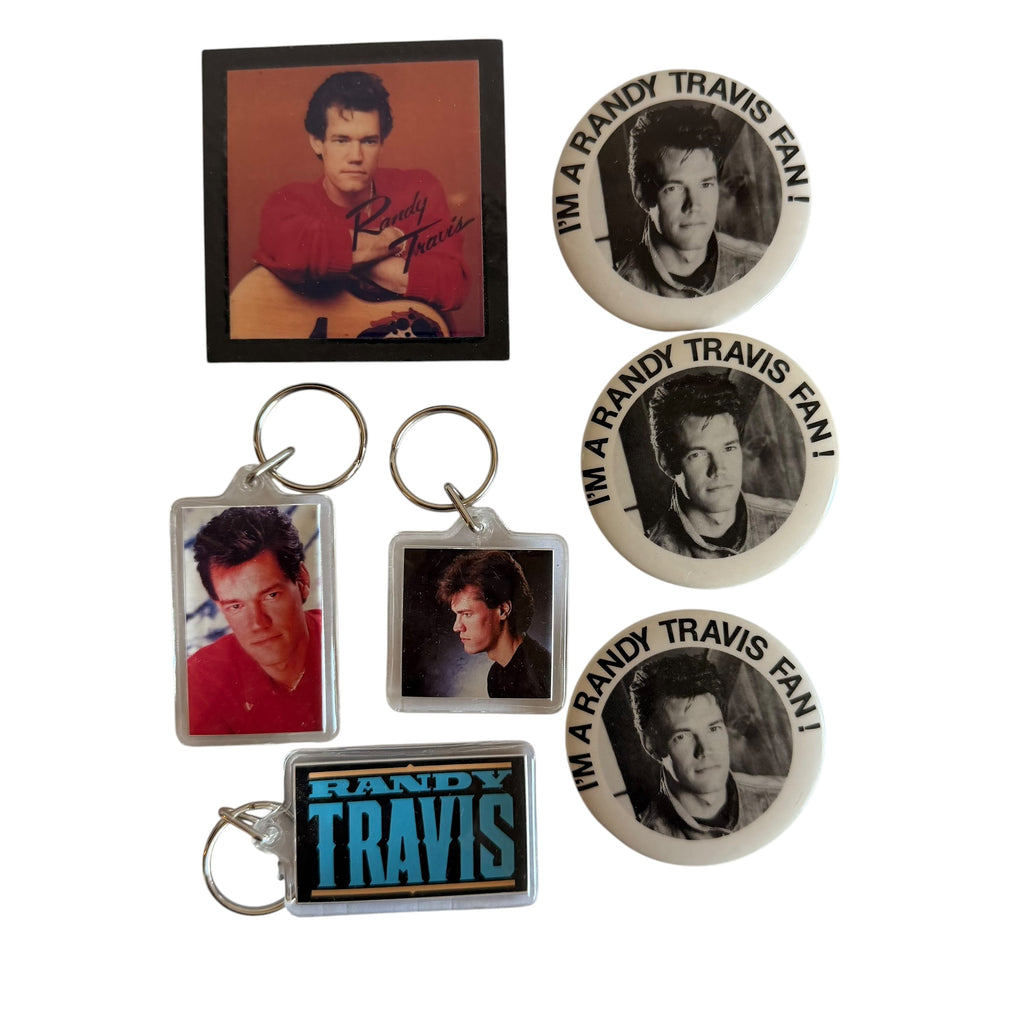 Vintage Randy Travis Country Music Keychain Magnet Pin Back Button 7pc Lot