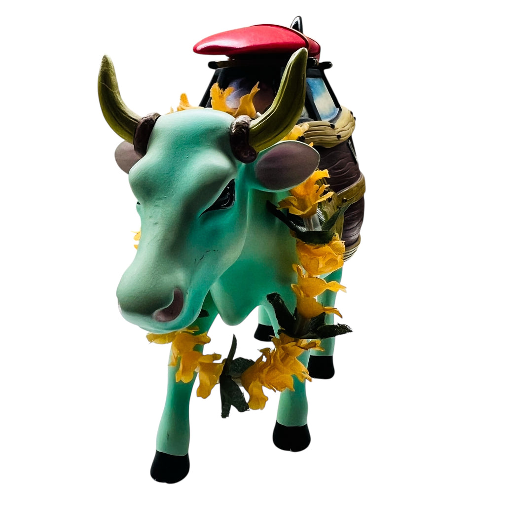 Cow Parade Cow A Bunga Woody Surf Board Cow Bull with Horns Figurine