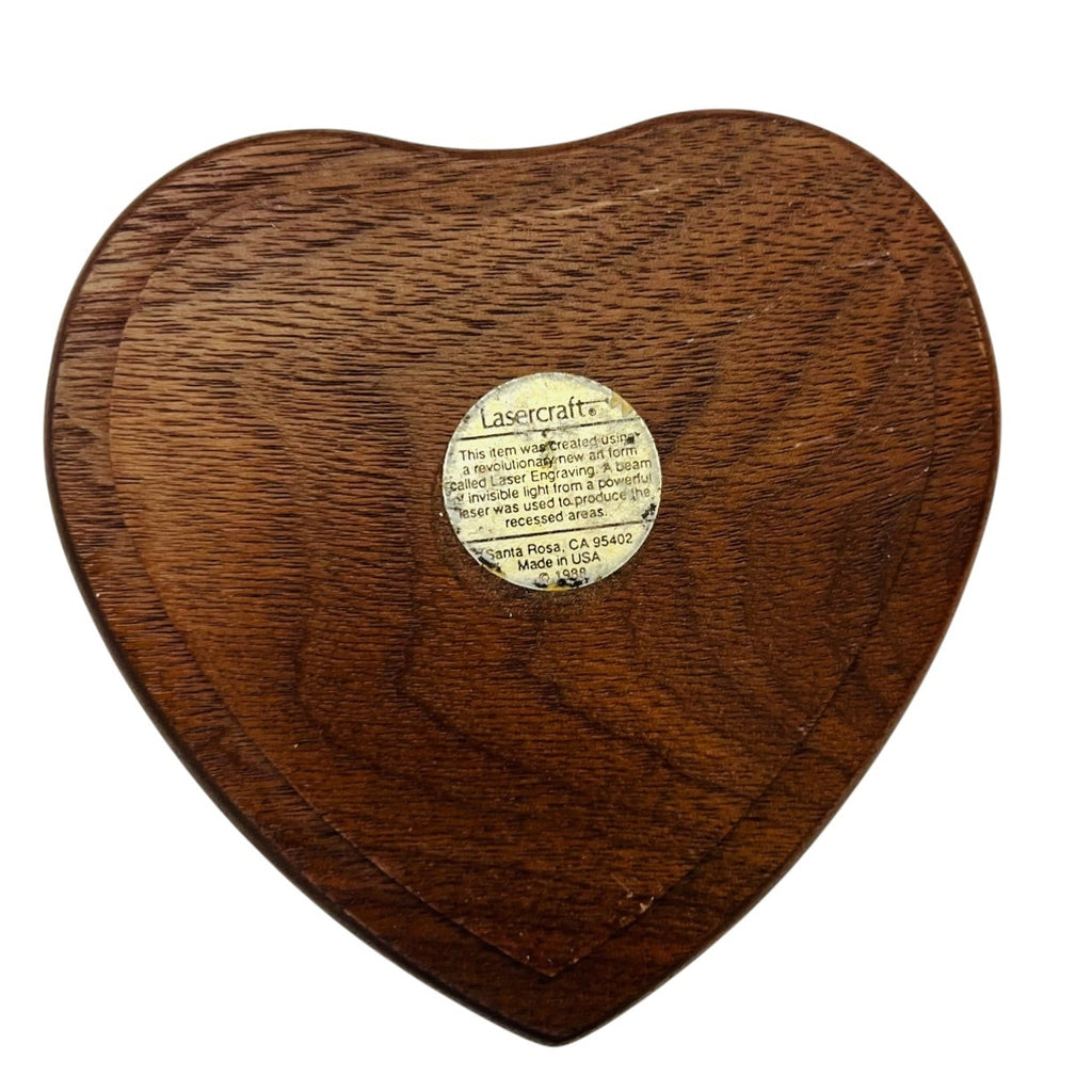 Lasercraft USA Heart-Shaped Wooden Trinket Music Box "I Love You"