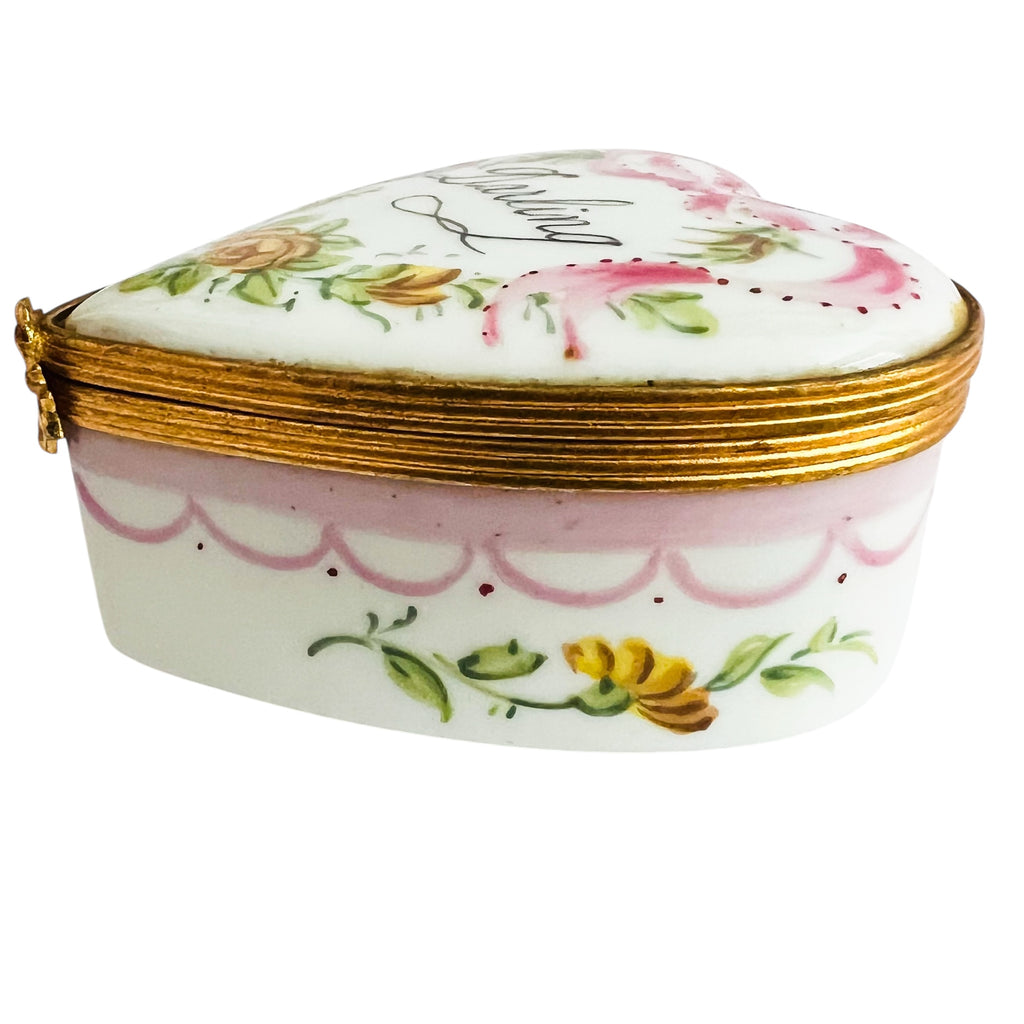 Limoges France Heart Shaped Darling Trinket Box