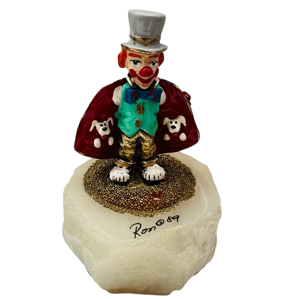 Vintage Signed Ron Lee Collection Hand-Painted Clown Top Hat Figurine
