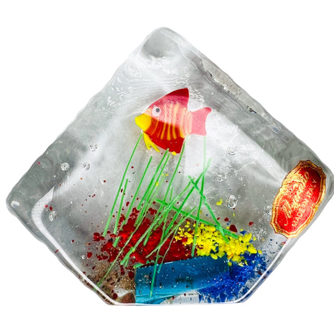 Vintage Murano Art Glass  Tropical Fish Aquarium Sculpture Paperweight