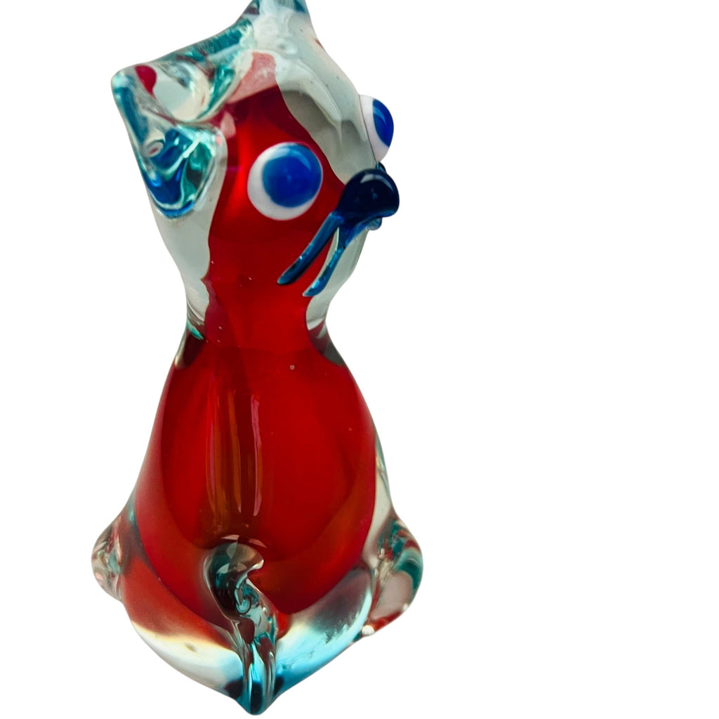 Vintage Murano Sommerso Art Glass Cat