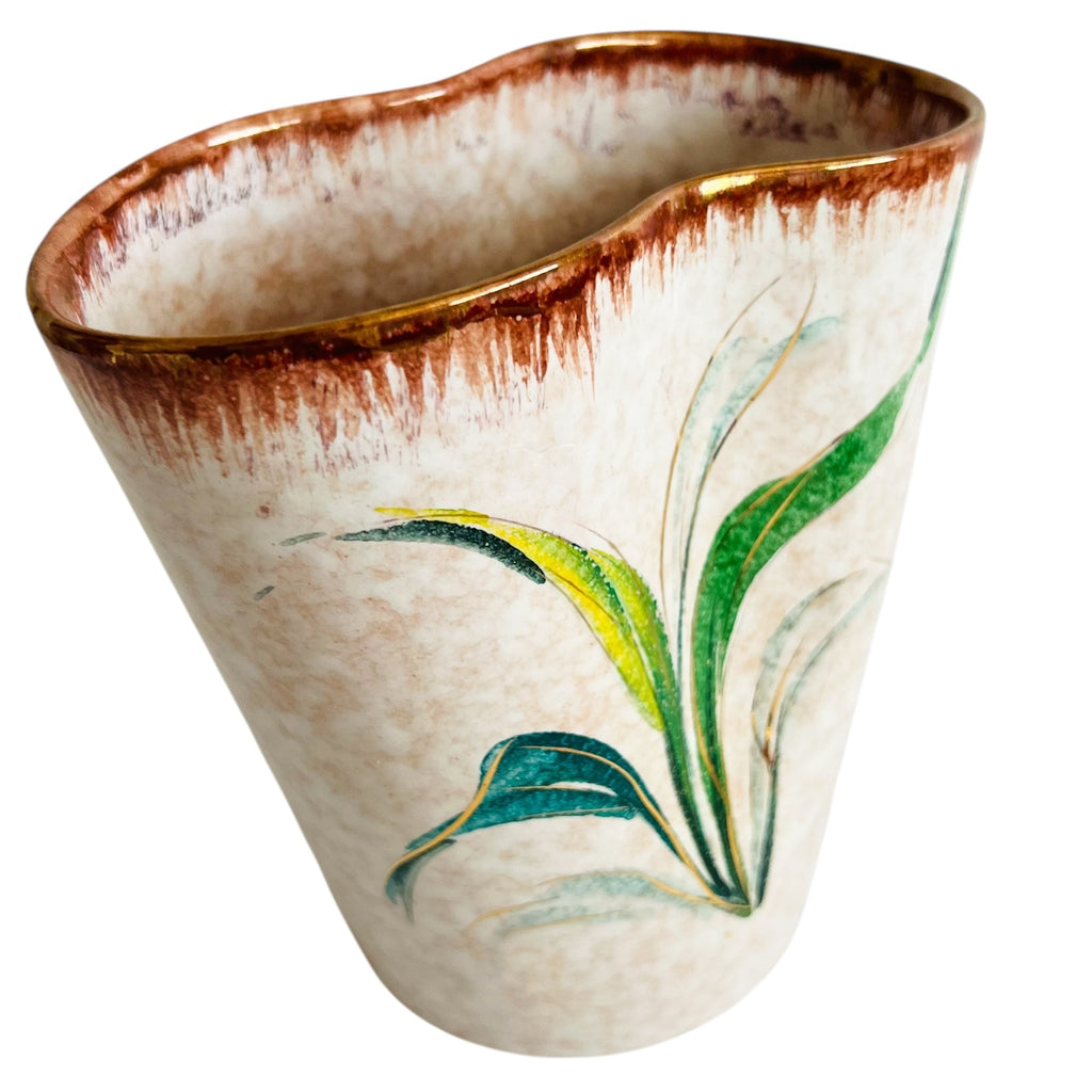 Vintage Italian Thistle Pinch Top Flower Numbered Vase