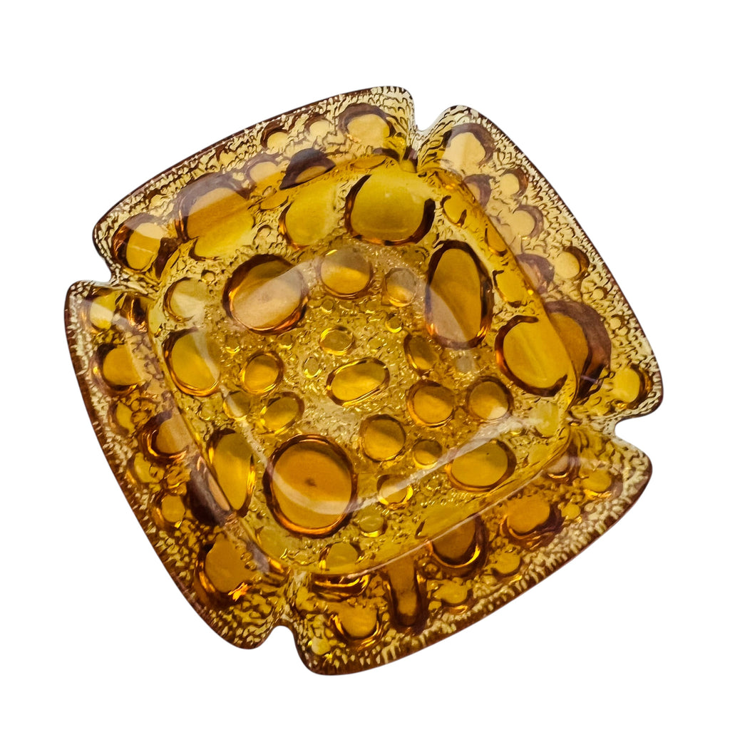Vintage Amber Art Glass Bubble Ashtray
