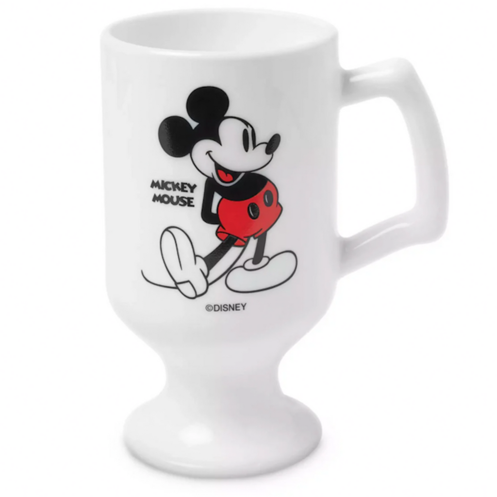 Disney Mickey Mouse Classic Pose White Milk Glass Pedestal Mug