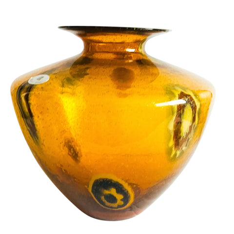 Vintage Maestri Vetrai Italy Amber Glass Art Vase