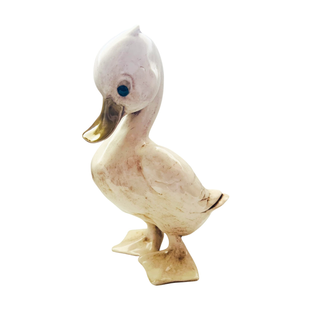 Vintage 1970’s Off White Glazed Standing Duck Figurine