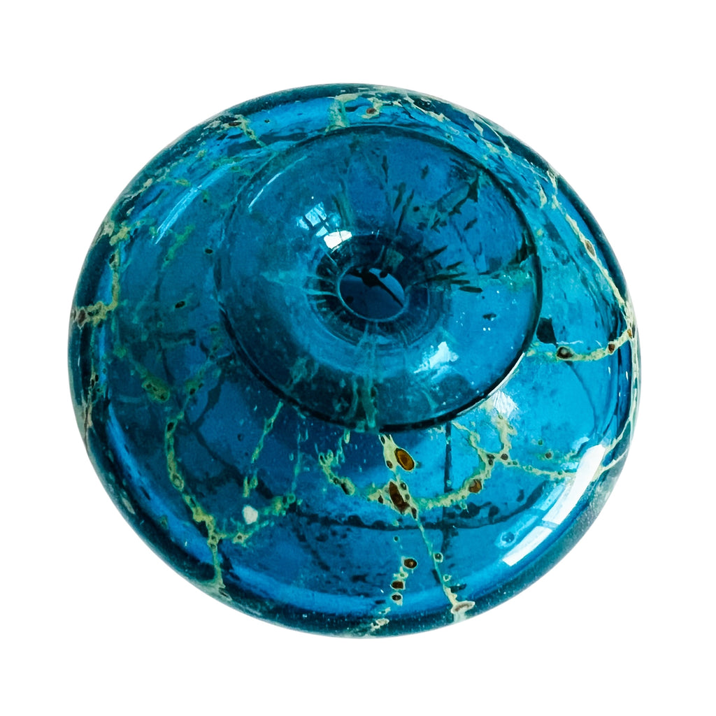 Vintage Mdina Malta Blue Crizzle Glass Signed Vase