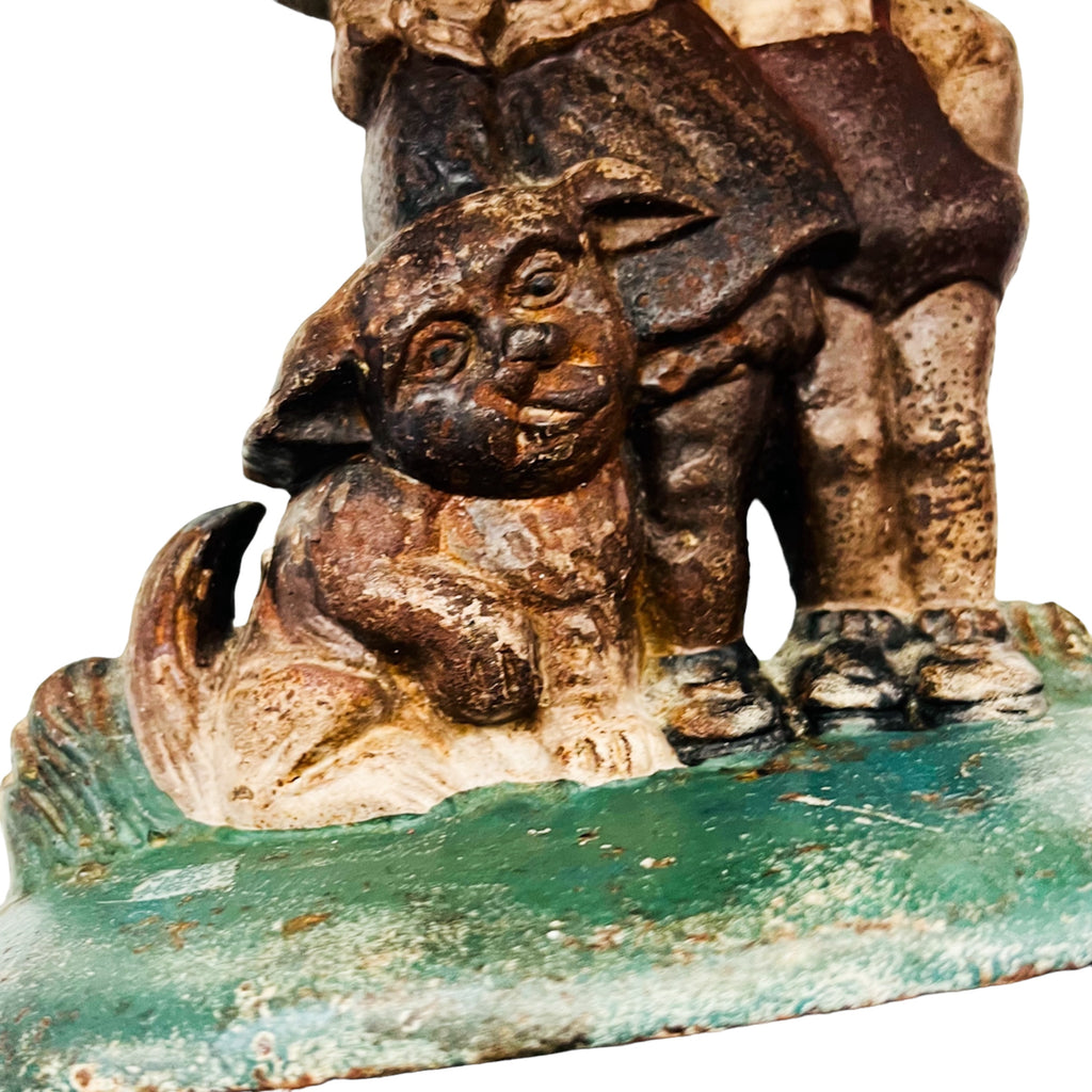 Antique Campbell's Soup Kids & Dog Bookend Cast Iron Doorstop