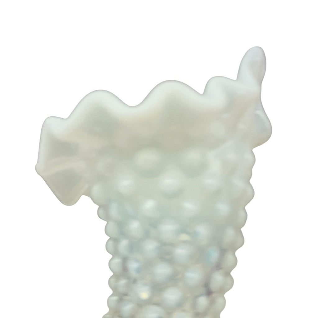 Vintage Fenton Hobnail White Opalescent Glass Epergne Horn