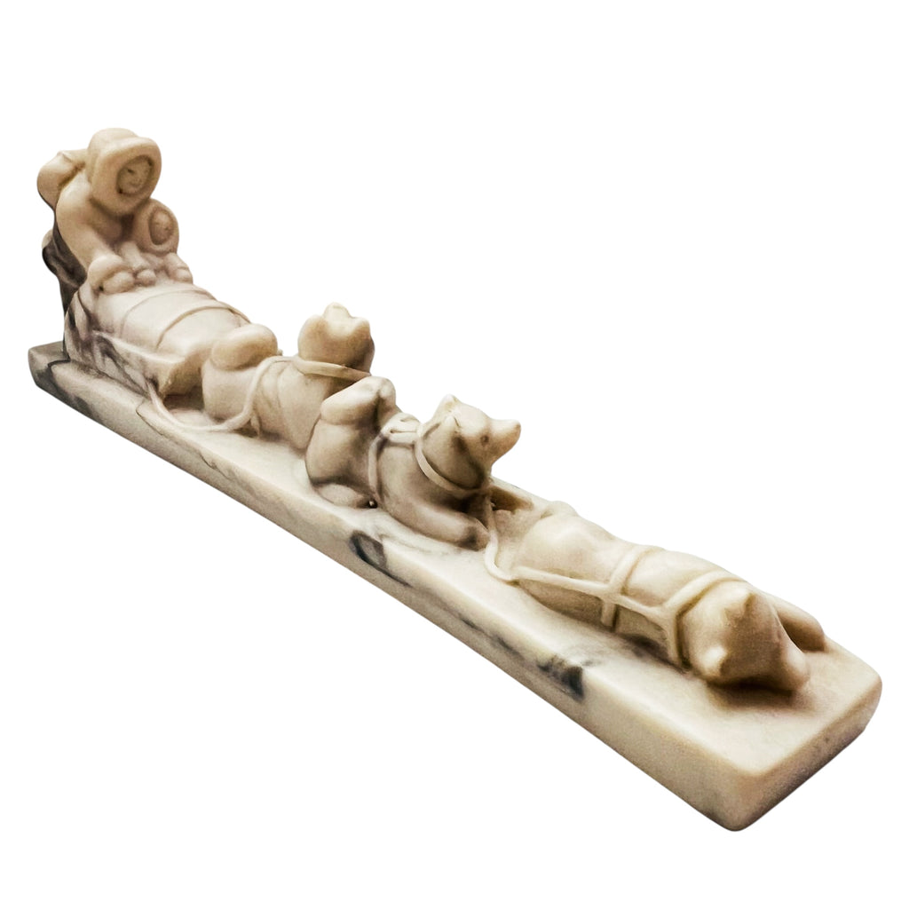 Pearlite Marblecraft Inuit Eskimo Carving With 3 Sled Dogs Figurine Statue