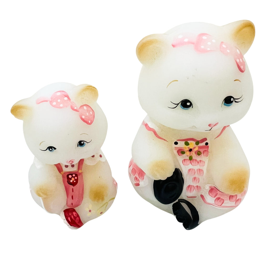 Vintage Fenton Mama and Baby Bear Hand Painted Signed Figures