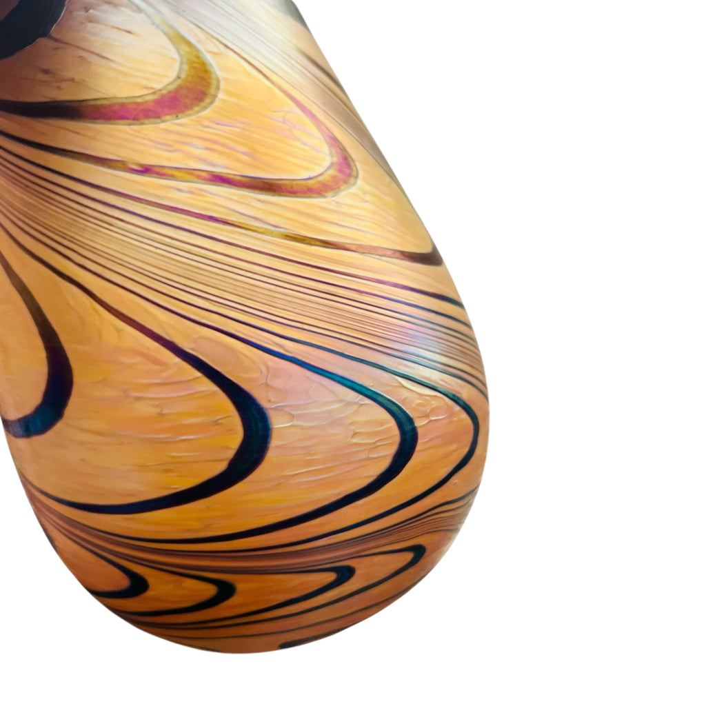 Vintage Teleflora Pulled Feather Iridescent Art Glass Vase