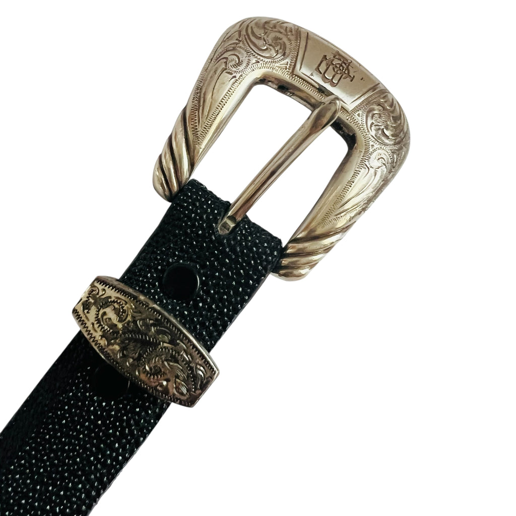 Vintage Lucchese Genuine Stingray Metal Buckle Belt