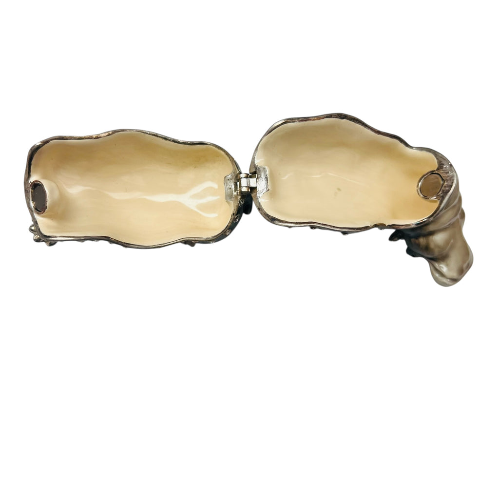 Vintage Hippo Jeweled Enameled Keepsake Hinged Trinket