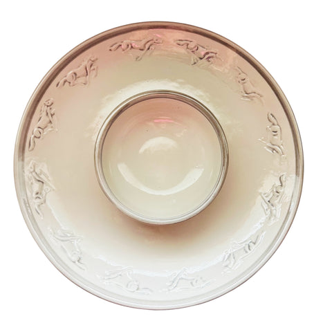 Vintage Louisville Stoneware Kentucky Crafted Horses One Piece Chip/Dip Set