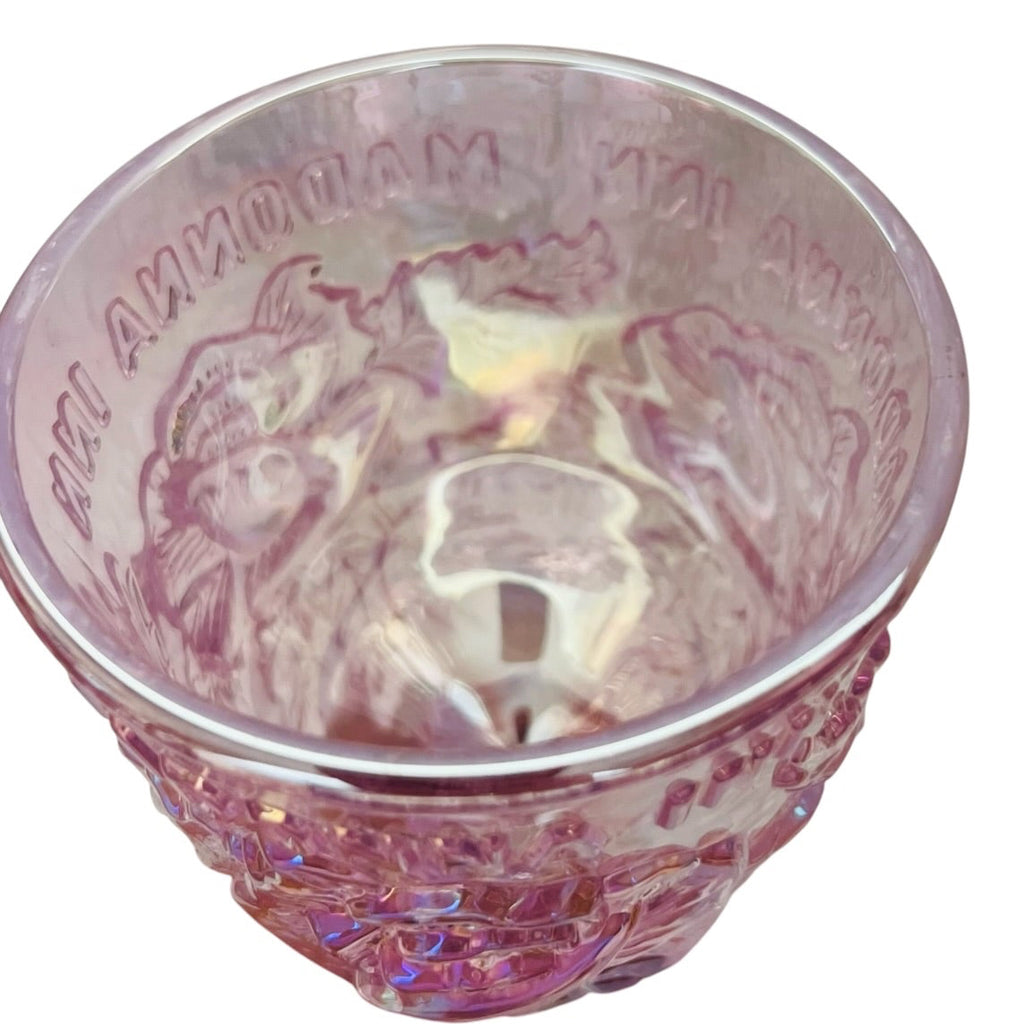 Madonna Inn Original Rose Pink Iridescent Glass Wine Goblet