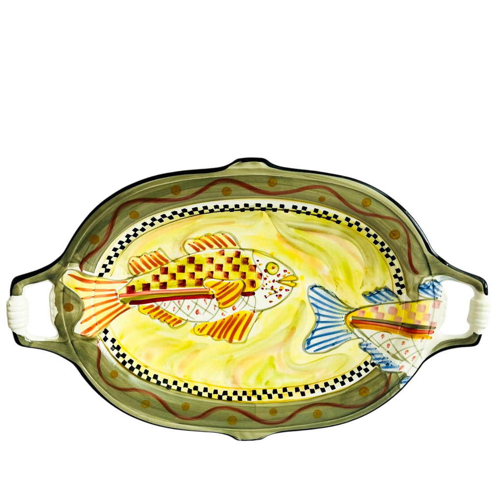 Antica Fornace Ceramiche Da Tavola Large Platter Fish Design Made in Italy
