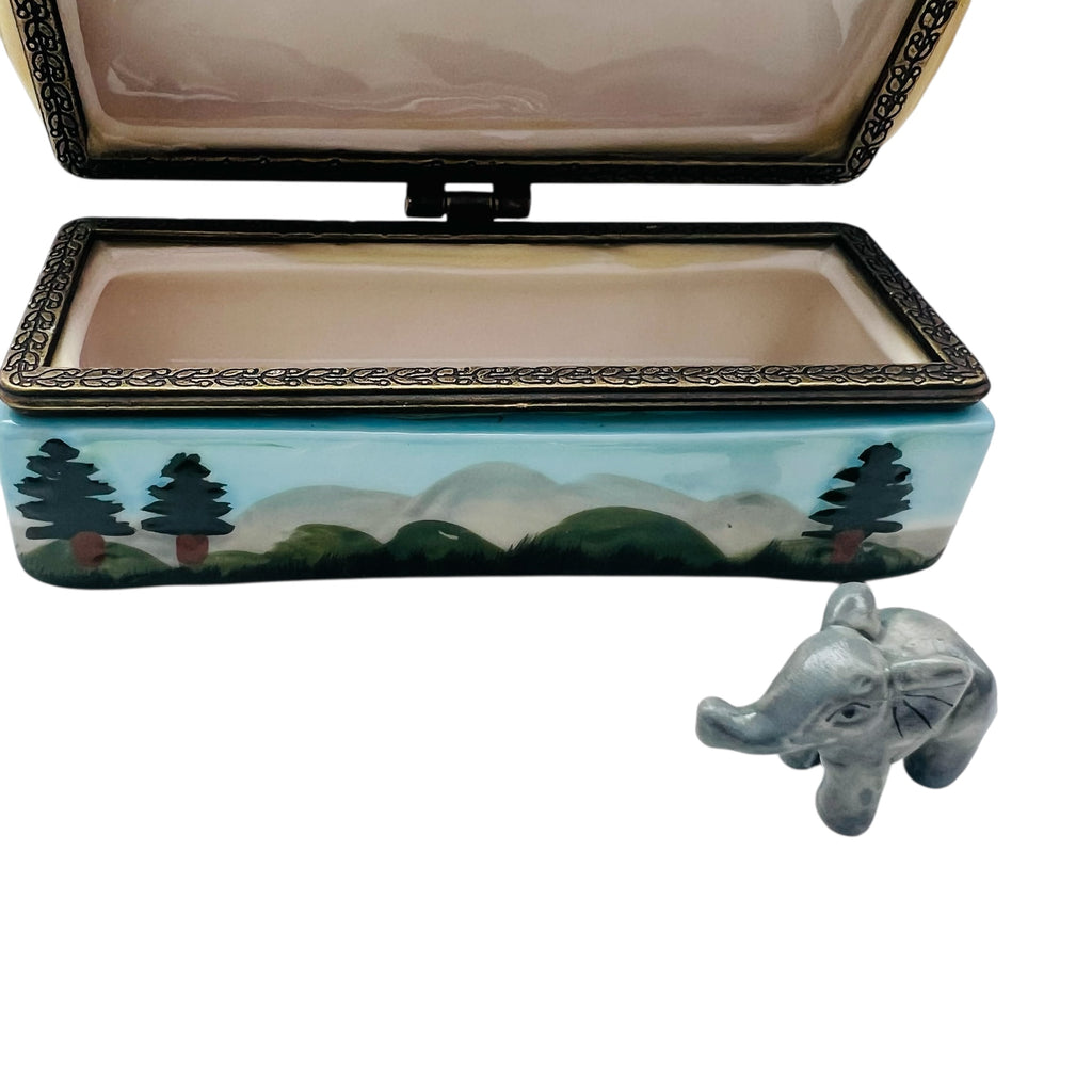 Vintage Elephant Figurine Trinket Box