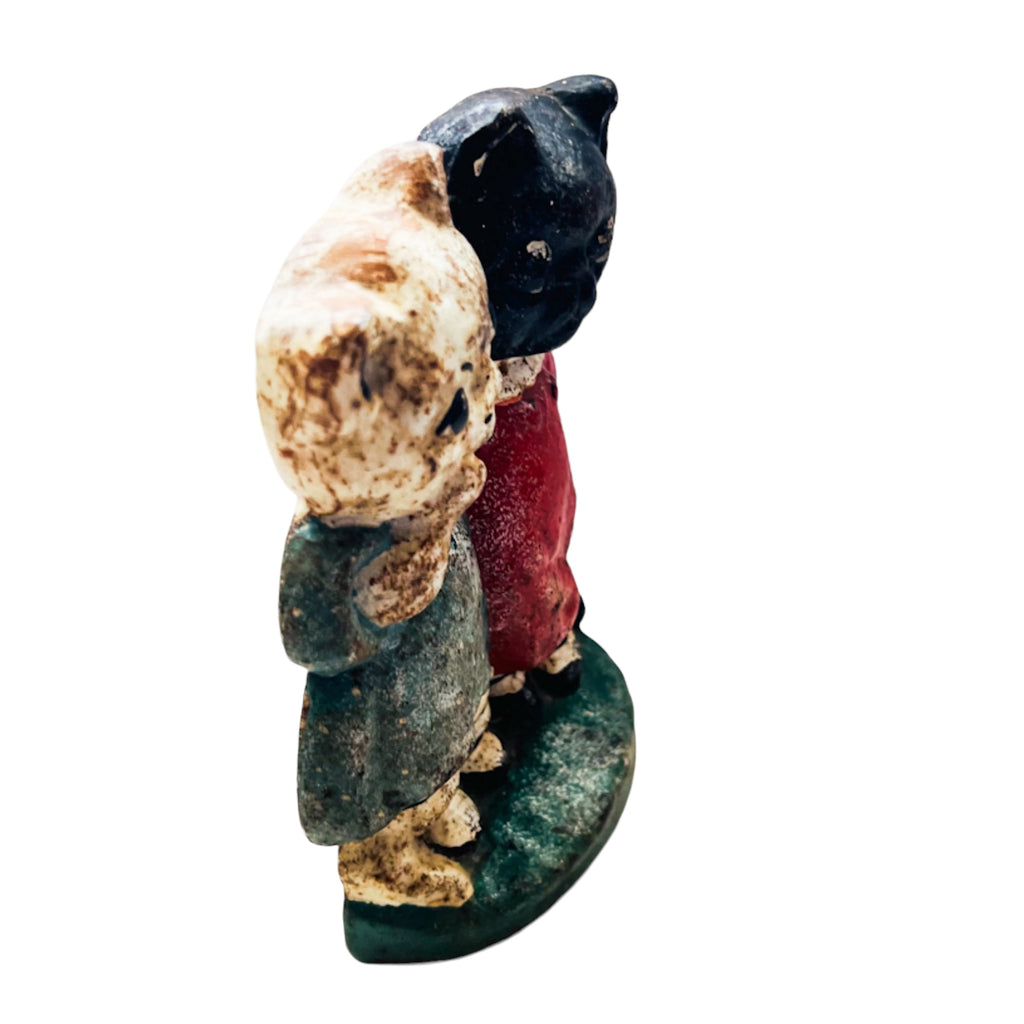 Antique Twin Cat Kittens Cast Iron Doorstop