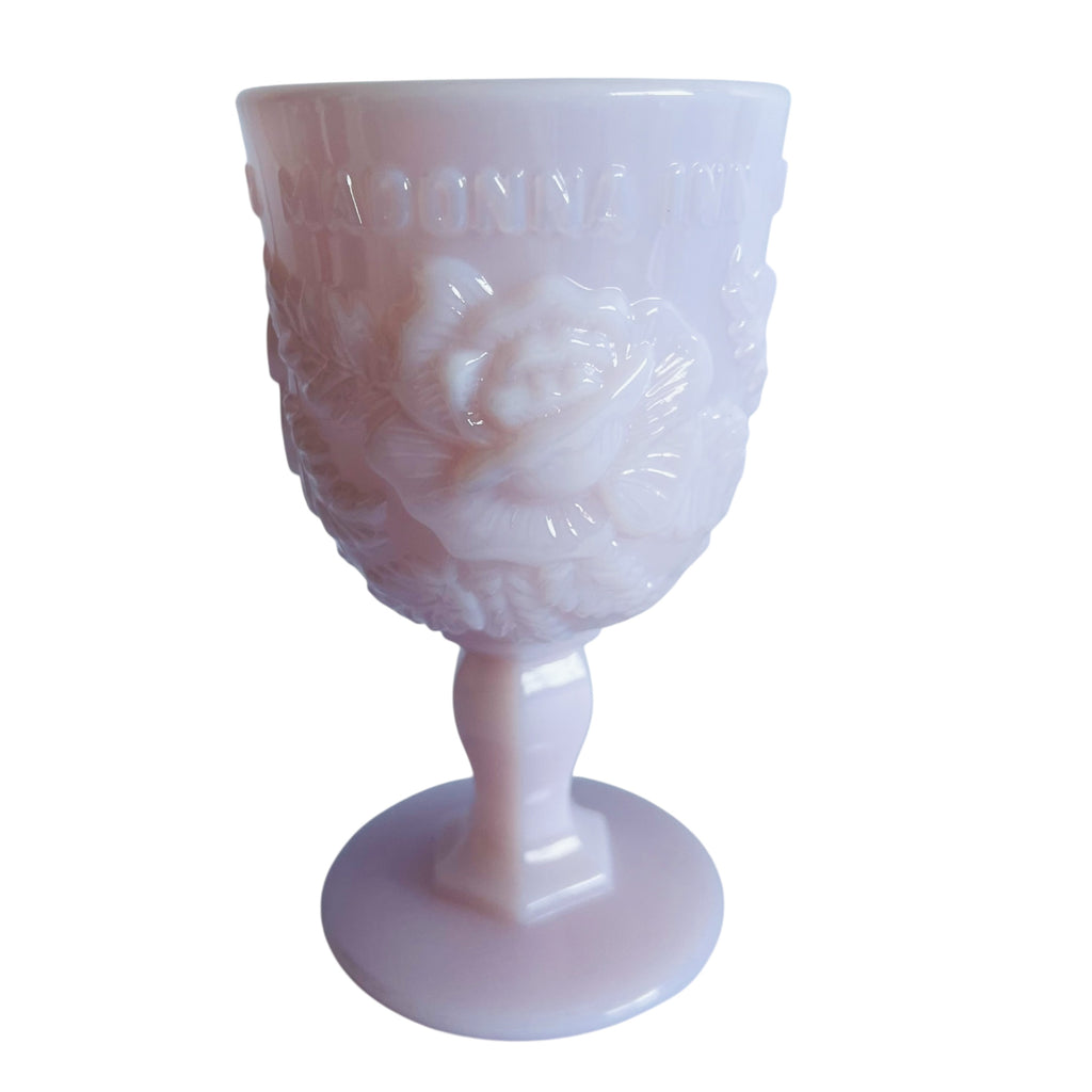 Madonna Inn Rose Pattern Pale Pink Embossed Goblet