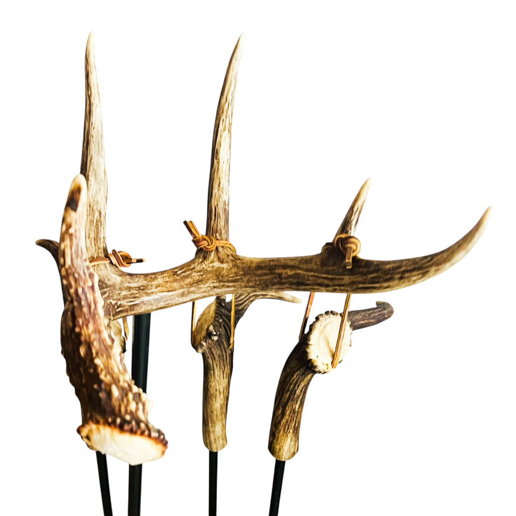 Antler Fireplace Tool Set Includes Three Fireplace Tools