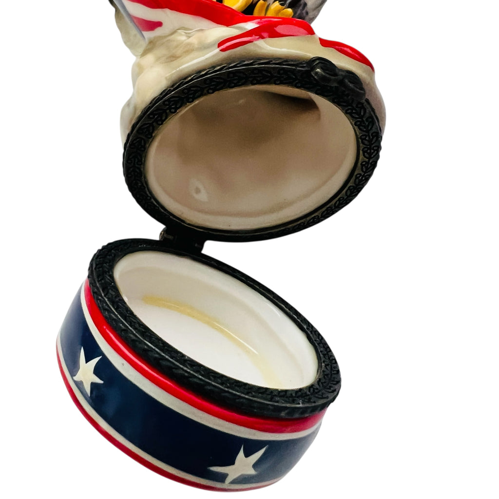 Vintage 1997 Patriotic Eagle Figurine with American Flag Trinket Box