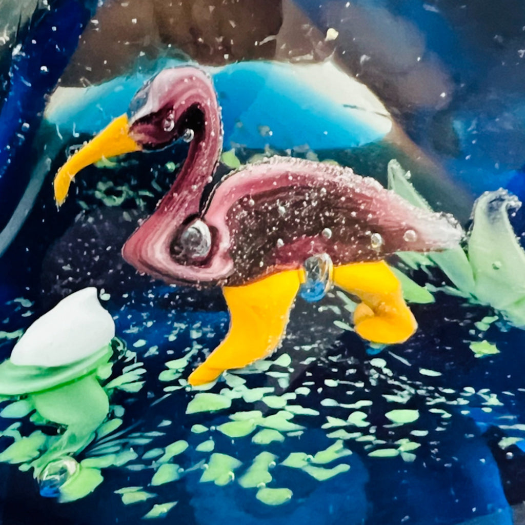 Vintage Cobalt Blue Water Scene Design Triangle Paperweight