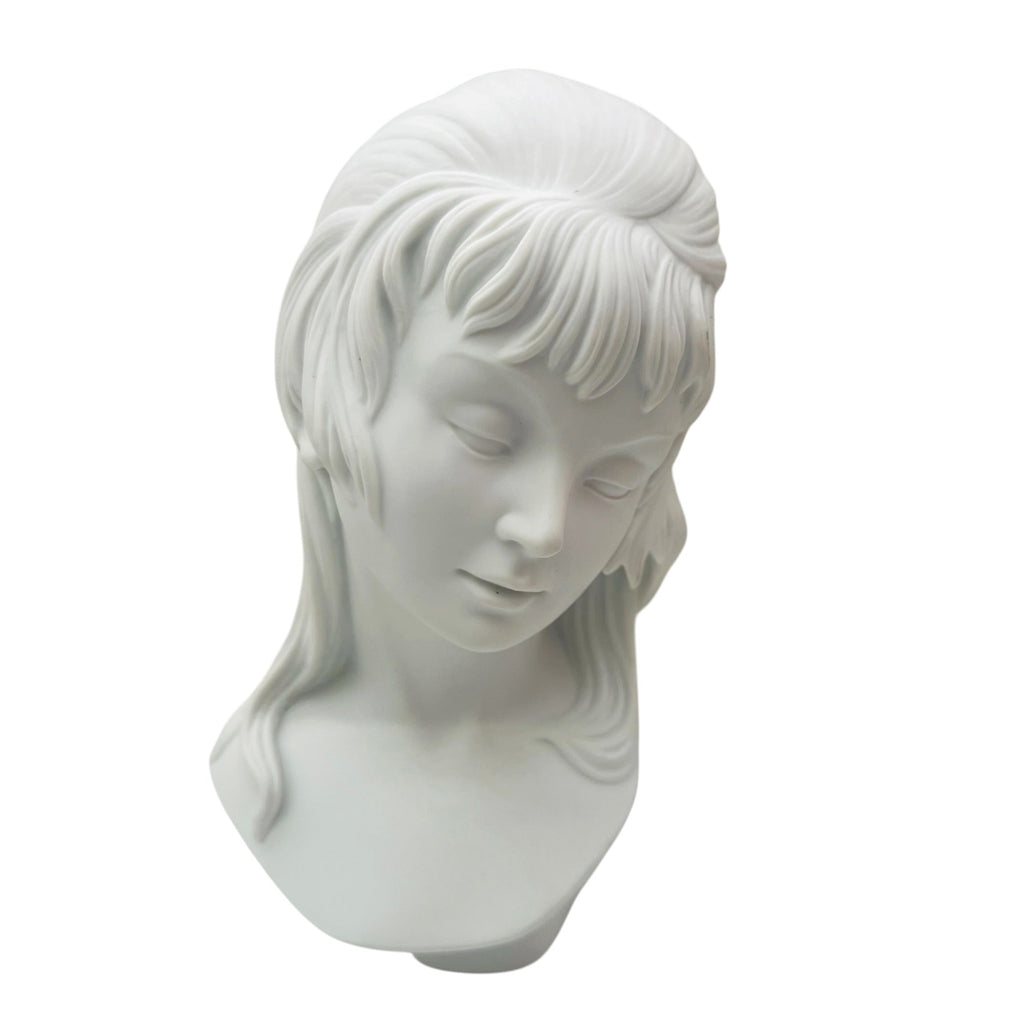 Vintage Bright View White Ceramic Female Bust Signed 1971 Sculpture