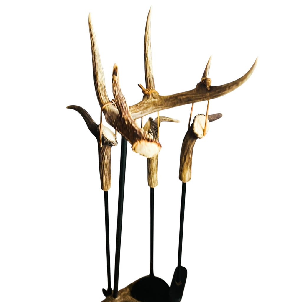 Antler Fireplace Tool Set Includes Three Fireplace Tools