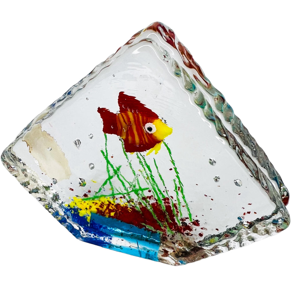 Vintage Murano Art Glass Tropical Fish Aquarium Sculpture Paperweight