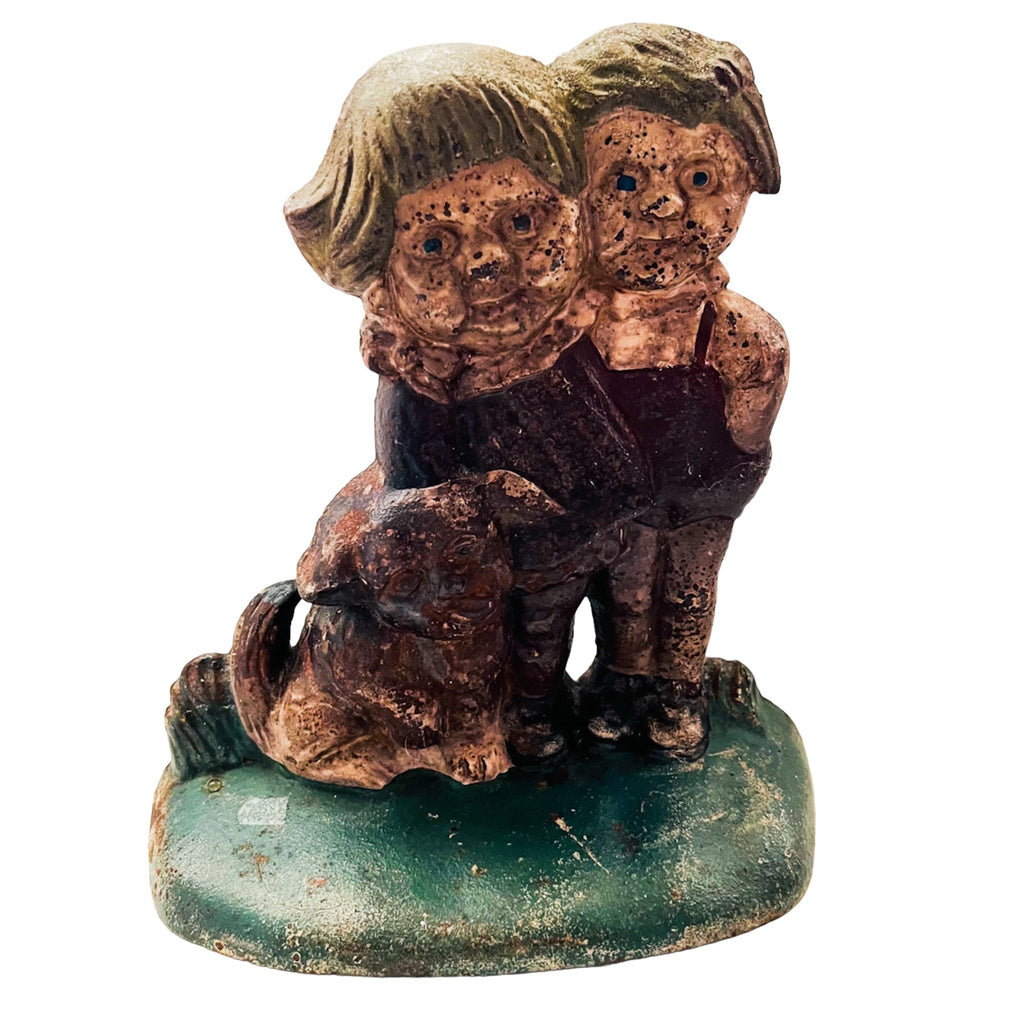 Antique Campbell's Soup Kids & Dog Bookend Cast Iron Doorstop